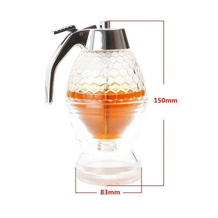 Honey Syrup Dispenser with Stand Bottom Flow Trigger Jar for Kitchen Use.