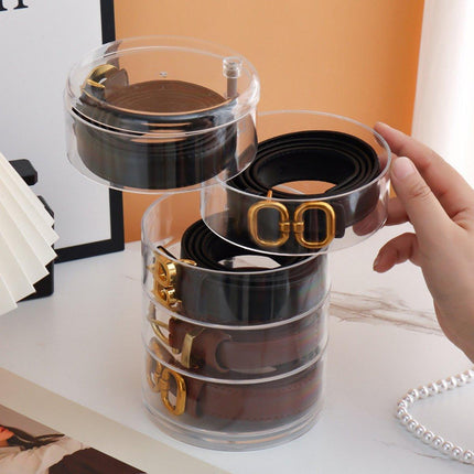 5 Layer Rotating Storage Box Transparent Jewelry Organizer for Home Display.