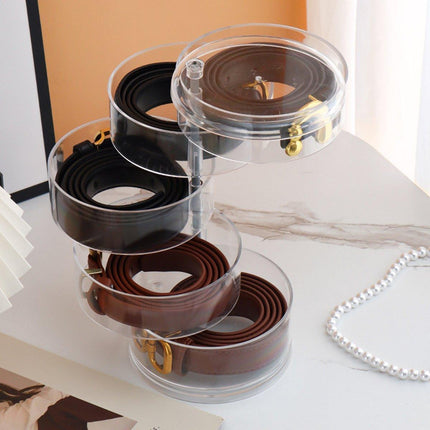 5 Layer Rotating Storage Box Transparent Jewelry Organizer for Home Display.