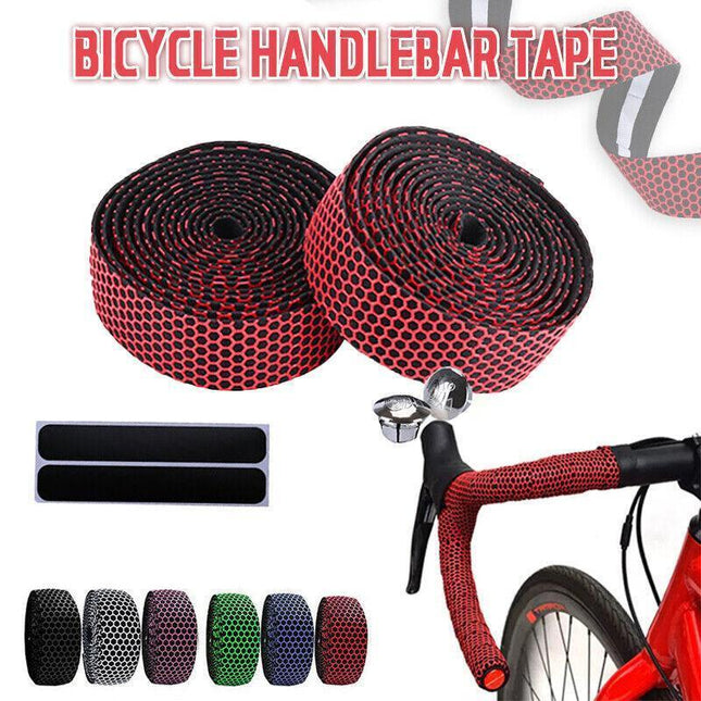 2X Thick Bicycle Handlebar Tape Bar Drop Wrap Mtb Road Bike Anti-Slip Punch - Green.
