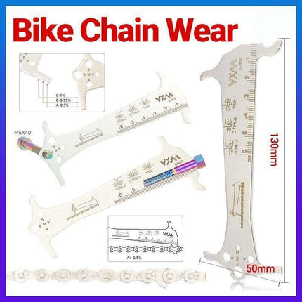 3 in 1 Bike Chain Wear Indicator Chain Hook Bolt Gauge Ruler Tool Stainless Steel.