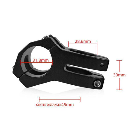 MTB Mountain Bike Handlebar Stem 31.8mm Aluminium Alloy Short Stem Cycling Part - Black.