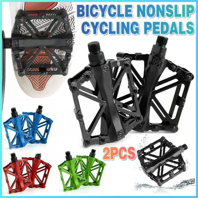 Bike Pedals Alloy Mountain Road MTB Colored Bicycle Nonslip Cycling Pedals 9/16" - Blue.
