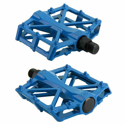 Bike Pedals Alloy Mountain Road MTB Colored Bicycle Nonslip Cycling Pedals 9/16" - Blue.