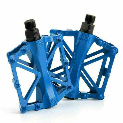 Bike Pedals Alloy Mountain Road MTB Colored Bicycle Nonslip Cycling Pedals 9/16" - Blue.