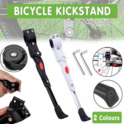 Rear Adjustable Kickstand for Mountain Bicycle Road Bike Parking Support Leg - Black.