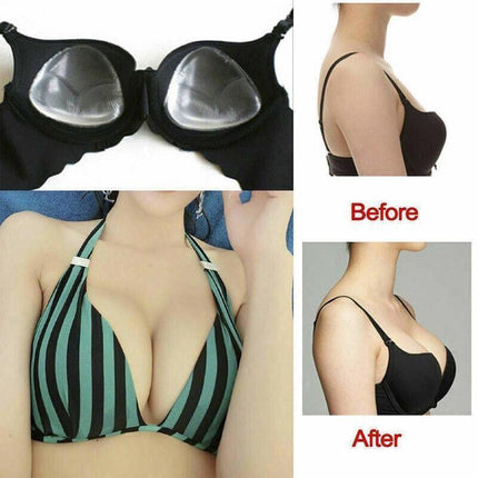 Triangle Push-Up Silicone Bra Inserts Breasts Pad Bikini Bra Cleavage Enhancers - Beige-Small.
