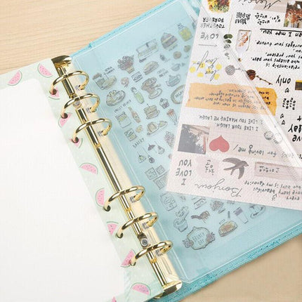 12X A5/A6/A7 Binder Pocket Zipper 6 Holes Pvc Document Filling Bags Clear Kit - A7(13*9CM).