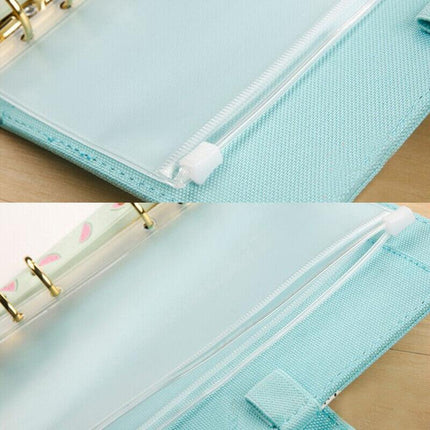 12X A5/A6/A7 Binder Pocket Zipper 6 Holes Pvc Document Filling Bags Clear Kit - A7(13*9CM).