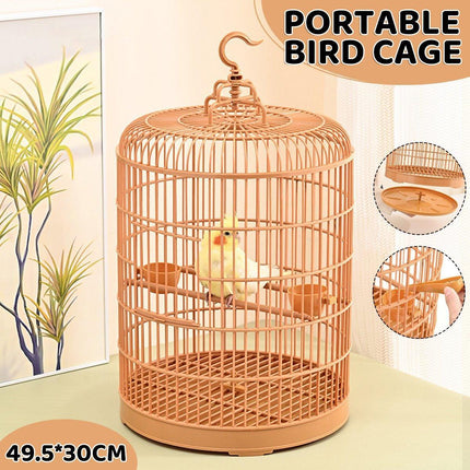Luxury Portable Bird Cage Round Design Travel Pet Carrier for Small Birds.