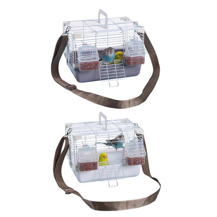Portable Bird Carrier Cage Backpack Travel Bird Cage Outdoor Ventilated Pet Bag - Grey.