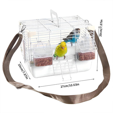Portable Bird Carrier Cage Backpack Travel Bird Cage Outdoor Ventilated Pet Bag - Grey.