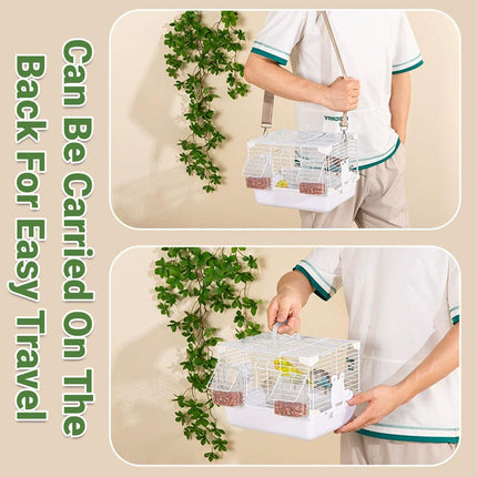 Portable Bird Carrier Cage Backpack Travel Bird Cage Outdoor Ventilated Pet Bag - Grey.