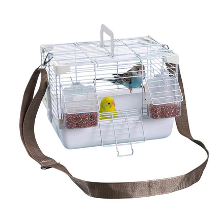 Portable Bird Carrier Cage Backpack Travel Bird Cage Outdoor Ventilated Pet Bag - Grey.