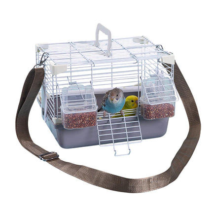 Portable Bird Carrier Cage Backpack Travel Bird Cage Outdoor Ventilated Pet Bag - Grey.