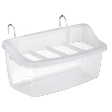 Clear Bird Feeder Box Parrot Food Dispenser Cage Sink Container Hanging Supplies.