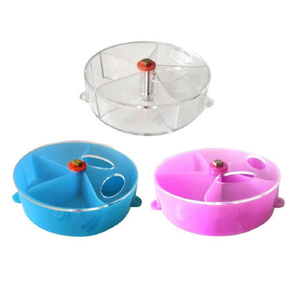 Parrot Foraging Toy Bird Chew Wheel Food Dispenser Divider Box Cage Accessory - Blue.