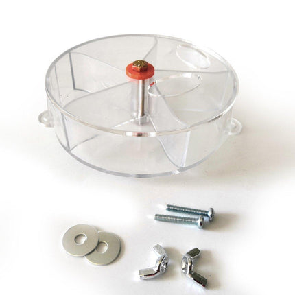 Parrot Foraging Toy Bird Chew Wheel Food Dispenser Divider Box Cage Accessory - Blue.