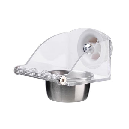 Parrot Stainless Steel Food Bowl Bird Feeder Cage Hanging Dish for Pet Birds - L.