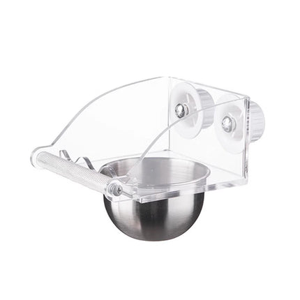 Parrot Stainless Steel Food Bowl Bird Feeder Cage Hanging Dish for Pet Birds - L.