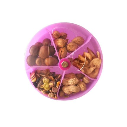 Parrot Foraging Toy Bird Chew Wheel Food Dispenser Divider Box Cage Accessory - Purple.