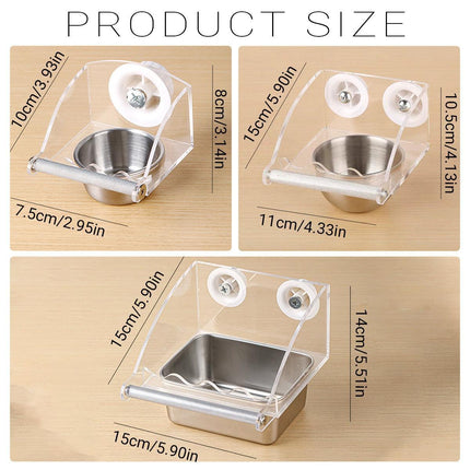 Parrot Stainless Steel Food Bowl Bird Feeder Cage Hanging Dish for Pet Birds - S.