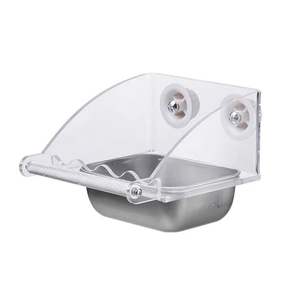 Parrot Stainless Steel Food Bowl Bird Feeder Cage Hanging Dish for Pet Birds - S.