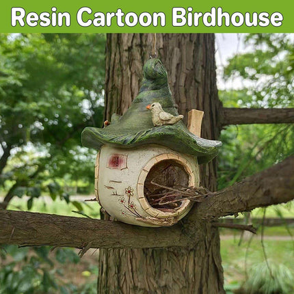 Cartoon Hanging Birdhouse Cozy Nest Resin Garden Outdoor Tree Patio Decor.
