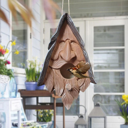 Human Face Birdhouse Resin Garden Ornament Outdoor Bird Nest Decor Statue.