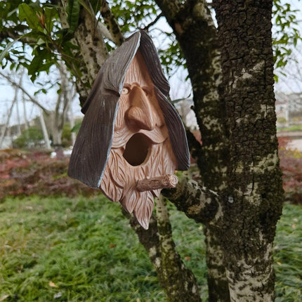 Human Face Birdhouse Resin Garden Ornament Outdoor Bird Nest Decor Statue.