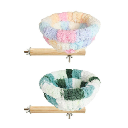 Parrot Winter Warm Nest Fluffy Cotton Hanging Bed Colourful Bird Cage House - Pink.
