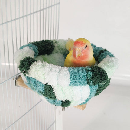 Parrot Winter Warm Nest Fluffy Cotton Hanging Bed Colourful Bird Cage House - Pink.