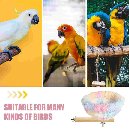 Parrot Winter Warm Nest Fluffy Cotton Hanging Bed Colourful Bird Cage House - Pink.