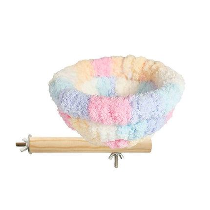 Parrot Winter Warm Nest Fluffy Cotton Hanging Bed Colourful Bird Cage House - Pink.