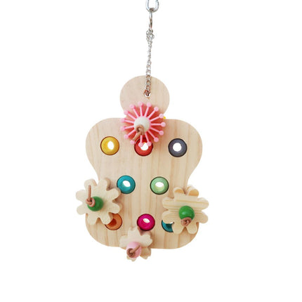 Wooden Parrot Toys Educational Interactive Chewing Nibbling Hanging Cage Toys.