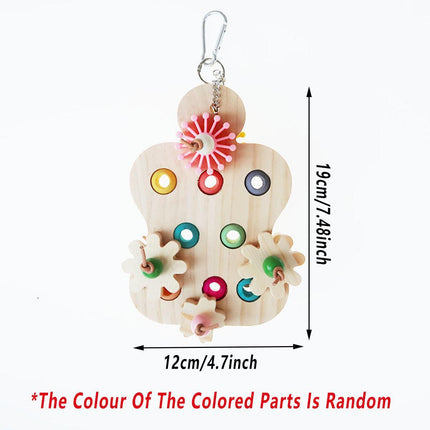 Wooden Parrot Toys Educational Interactive Chewing Nibbling Hanging Cage Toys.