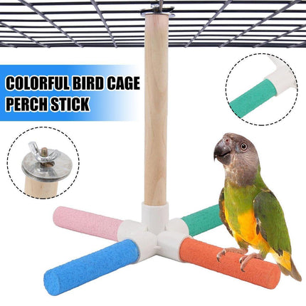 Parrot Toy Bird Stand Colorful Umbrella Perch Claw Grinding Stick 4 Colours.