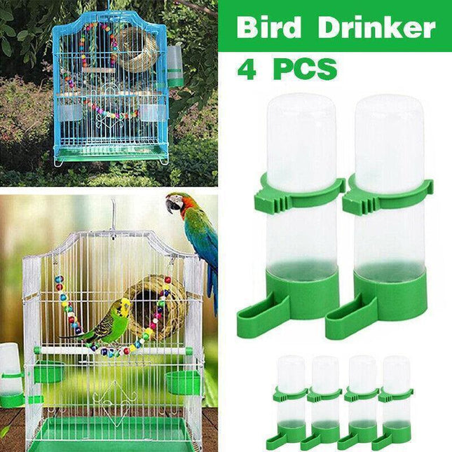 4Pcs/Set Drinker Food Feeder Water Clip For Cage Bird Parrot Cockatiel Budgie Au.