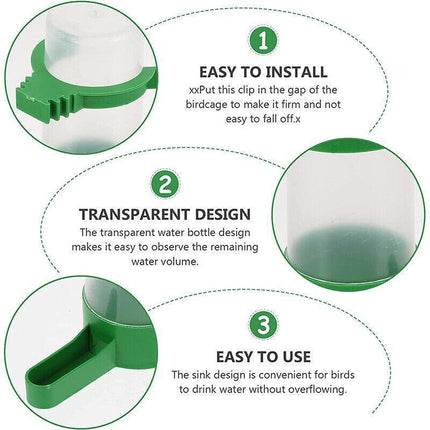 4Pcs/Set Drinker Food Feeder Water Clip For Cage Bird Parrot Cockatiel Budgie Au.