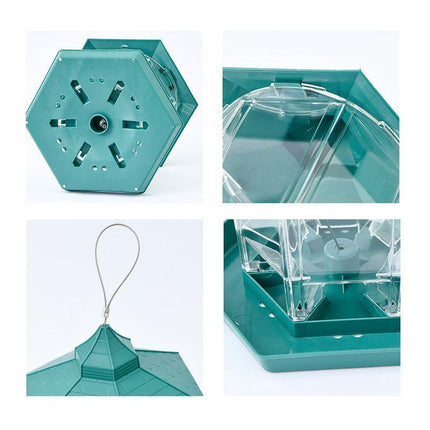 Garden Hanging Wild Bird Feeder Birds Gazebo Shape Container Waterproof Outdoor - Green.