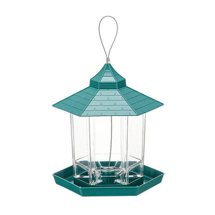 Garden Hanging Wild Bird Feeder Birds Gazebo Shape Container Waterproof Outdoor - Green.