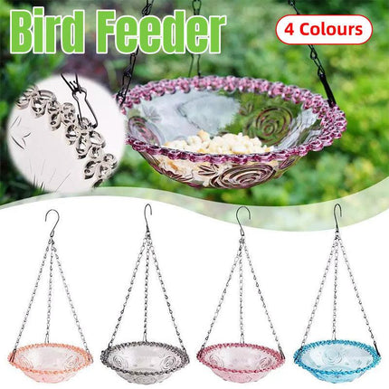 Balcony Bird Feeder Hanging Rail Mount Outdoor Suspended Feeding Station Garden - Grey.