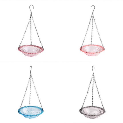 Balcony Bird Feeder Hanging Rail Mount Outdoor Suspended Feeding Station Garden - Grey.