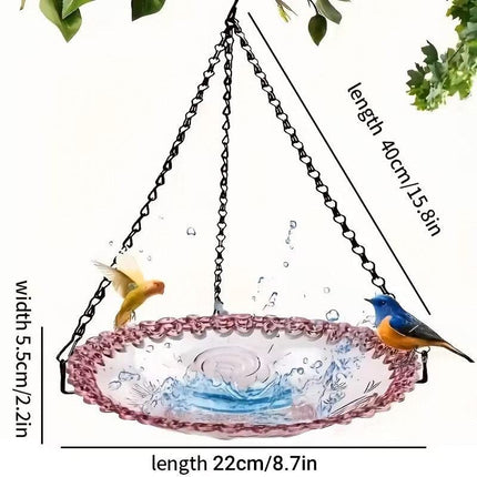 Balcony Bird Feeder Hanging Rail Mount Outdoor Suspended Feeding Station Garden - Grey.
