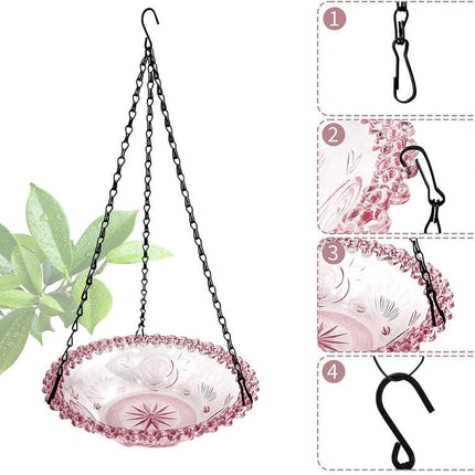 Balcony Bird Feeder Hanging Rail Mount Outdoor Suspended Feeding Station Garden - Grey.