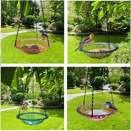 Balcony Bird Feeder Hanging Rail Mount Outdoor Suspended Feeding Station Garden - Grey.
