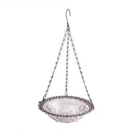 Balcony Bird Feeder Hanging Rail Mount Outdoor Suspended Feeding Station Garden - Grey.