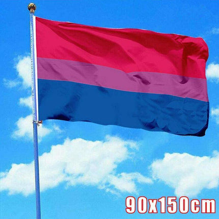 Bisexual Large Flag 150X90Cm Bi Sexual Pride Lgbt Lesbian Gay Rainbow Mardi Gras.