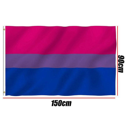Bisexual Large Flag 150X90Cm Bi Sexual Pride Lgbt Lesbian Gay Rainbow Mardi Gras.
