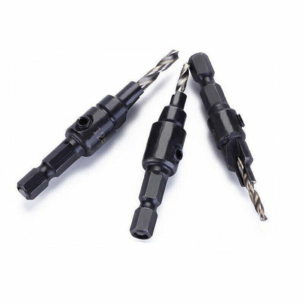 4PCS Screw Countersink Bit Set Pilot Holre Drill Metal Plastic Wood Hex Shank - Silver.